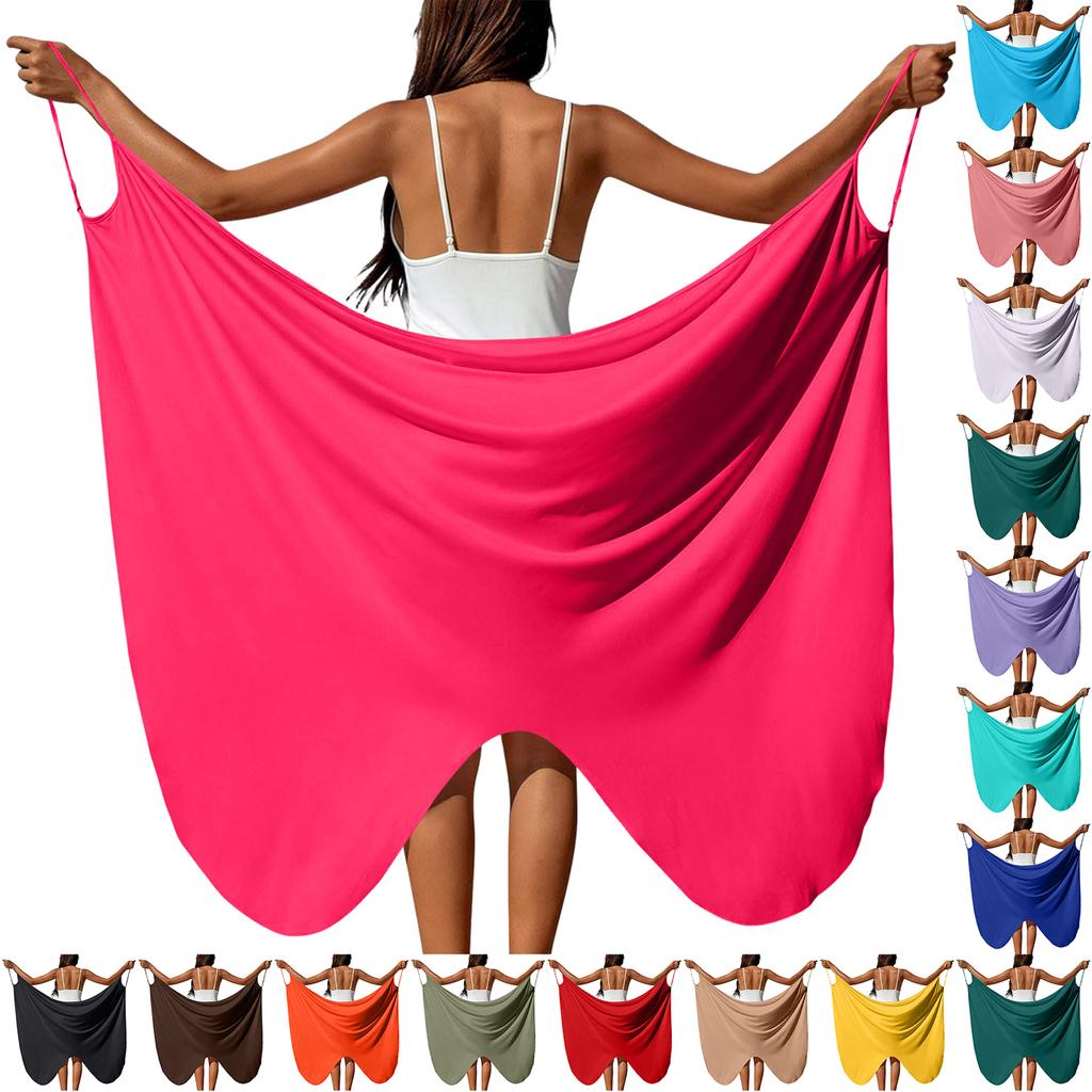 Women's Solid Beach Cover Up Cross Strap Wrap Dress for Swimsuit Lightweight Bathing Suit Outerwear for Vacation Resort