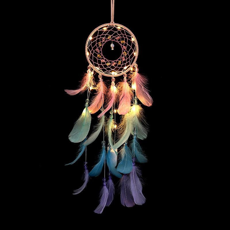 15 Styles Wall Dream Catcher Led Handmade Feather Braided Wind Chimes For Room Decoration Hanging Home Christmas Decor Poster