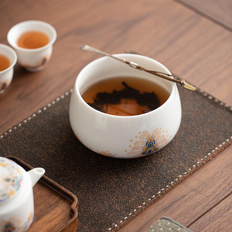 Suet jade white porcelain seawater Jiangya tea washing cup washing ceramic water tank Chinese high-end tea residue tank wastewater tank household
