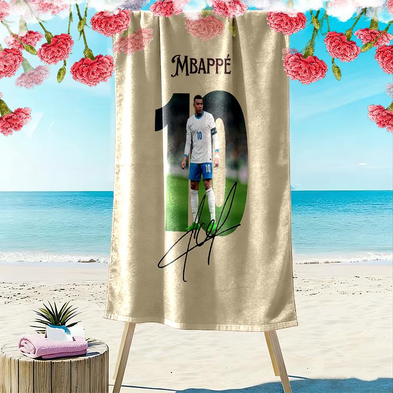 Kylian Mbappe Print Strandtuch, Großes Weiches Schnelltrocknendes Handtuch für Strand Camping Schwimmen 70cmx140cm(27x55inch) blue