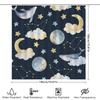 Whimsical Moon Star Print Shower Curtain Navy Blue Background with Whales, Clouds Constellations Perfect for Bath Decor!
