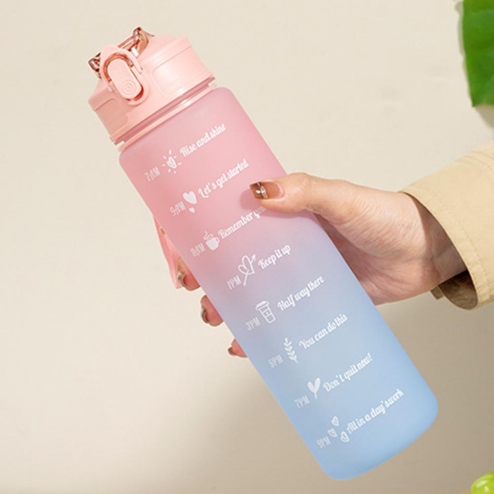 Gradient Color Water Cup Rainbow Frosted Sports water Bottle Outdoor Heat-resistant LeakProof Portable Fitness Plastic Straw Mug