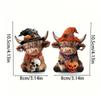 Highland Cow Ornament Highland Cattle Statue Halloween Highland Cow Figur mit Kürbis Totenkopf Harz Skulptur