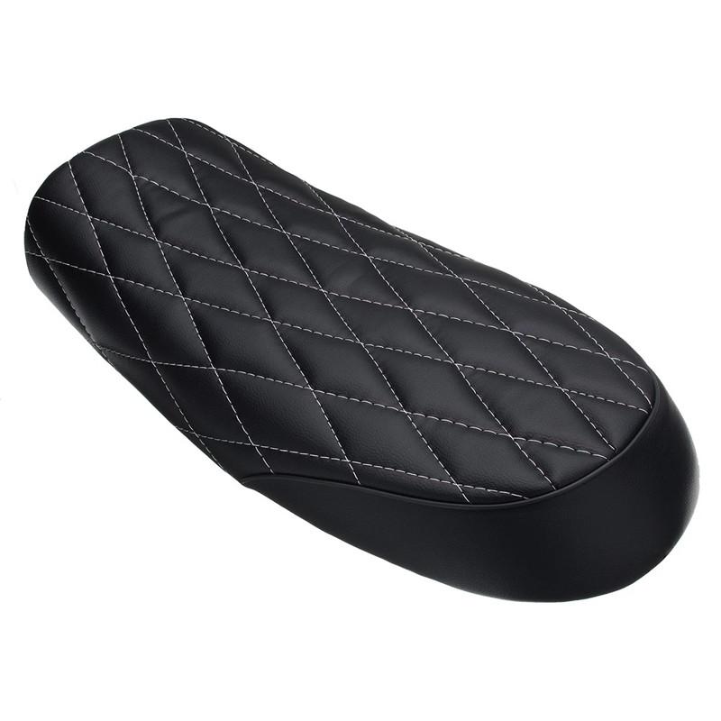 Motorcycle Cafe Racer Seat Vintage Saddle Flat Pan Pad Retro Seat Retro Cafe Racer For Honda CL CG GB CB Saddle Seat bag Black flat diamond 1