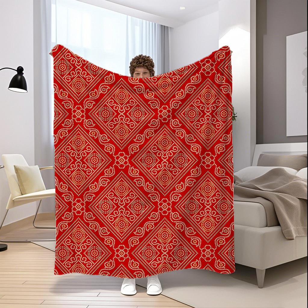 Gemusterte Rote Decke Mikrofaser Flanell Überwurfdecke Schlafzimmer Wohnzimmer Sofa Weich Und Bequem Heimdekoration