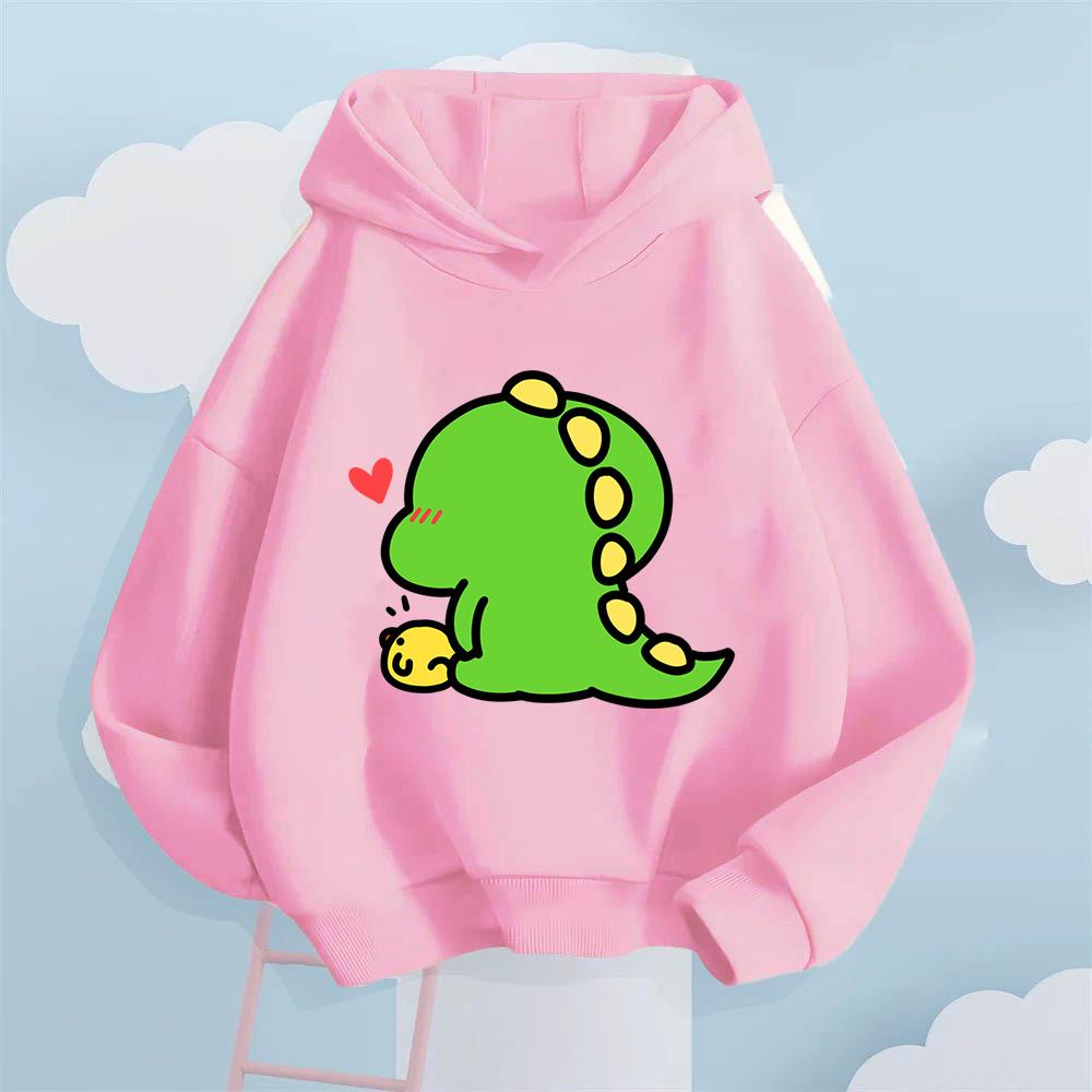 Cute Cartoon Dinosaur Print Design Fashionable Street Harajuku Sweaters for Girls Boys in Autumn Winter Warm Children's Clothes