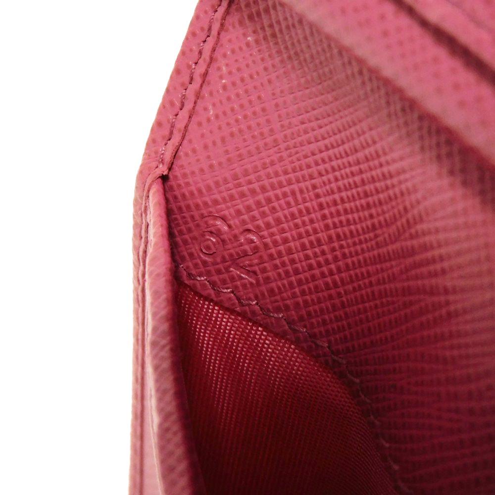 Used 11569 Saffiano Compact Wallet 1MH025 QWA F0505 7942 Pink Trifold Unused Logo Metal Peony Women's from Japan