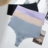 Women High Waisted Seamless Thongs Control Solid Color Breathable Tummy Panties Stretch Ladies Ice Silk Brief