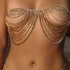 Hot Selling Multi Layered Rhinestone Tassel Chest Chain Sexy Party Crystal Body Jewelry Chain Handmade Jewelry