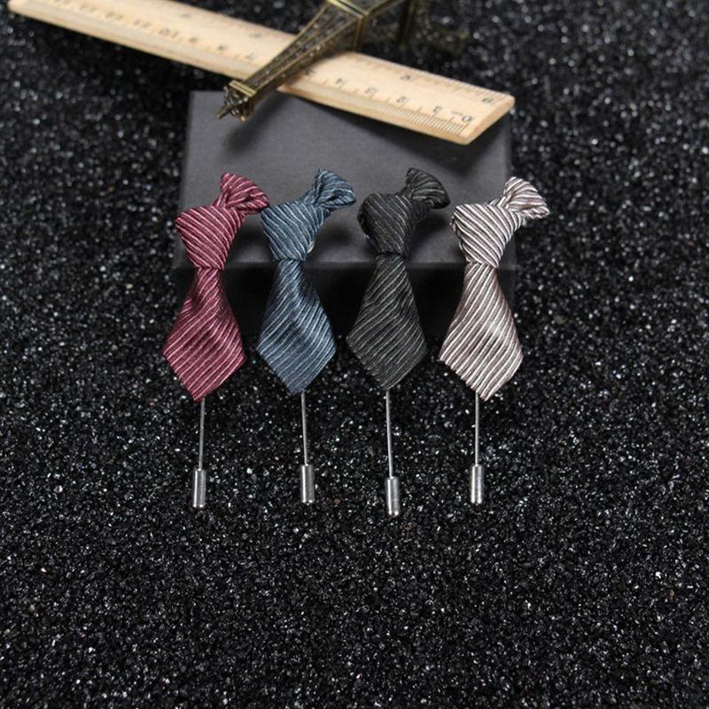 1 Pcs Men Stripped Tie Shape Brooch for Suit Decor Fashion Wedding Groomsman Brooches