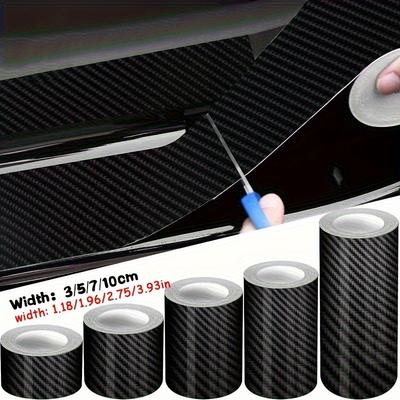 3D Nano Carbon Fiber Car Sticker Film, Universal Fit, Polyethylene Terephthalate, Anti-Scratch Tape for Auto Door Sill Side Mirror Bumper Protection