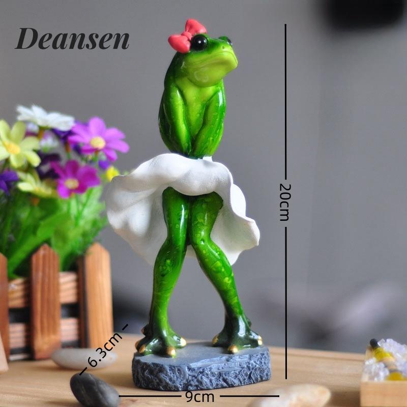 Nordic Elegant Leggy Frog Lady Figurines Shopping Frog Sculpture Resin Animal Statues Funny Frog Home Desktop Living Room Decor