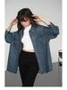 Unisex Vintage American Retro Blue Denim Shirt Jacket 2025 - Long Sleeve, Suitable for Spring, Autumn, and Winter