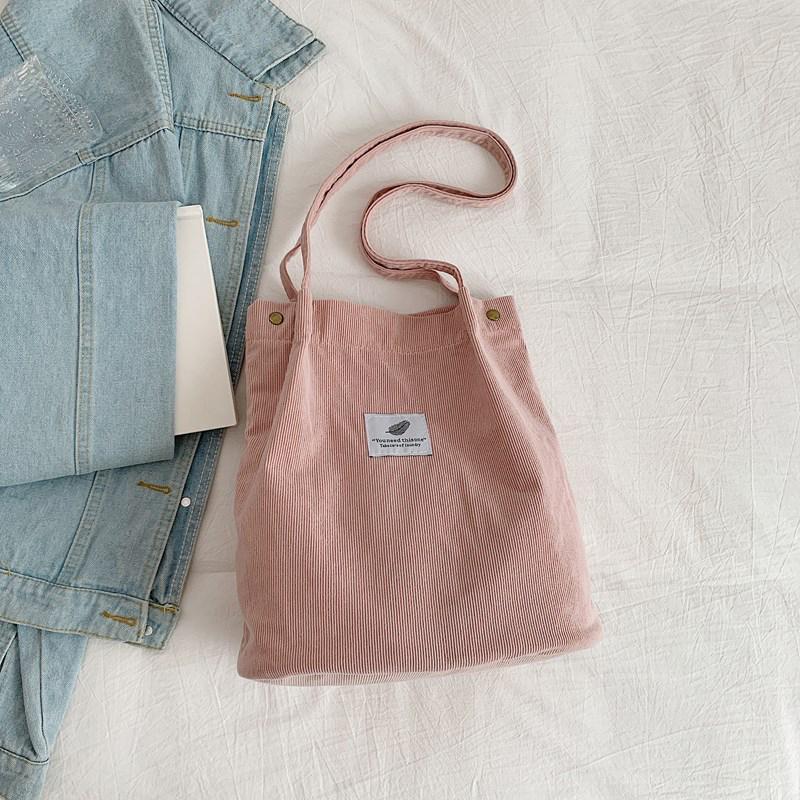 Bolso de hombro para mujer, moderno, versátil, de pana, de gran capacidad, portátil, para compras, bolso de viaje informal para mujer