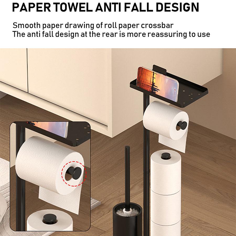 Toilet toilet floor standing paper holder with toilet brush storage tray magnetic suction bracket multifunctional vertical paper
