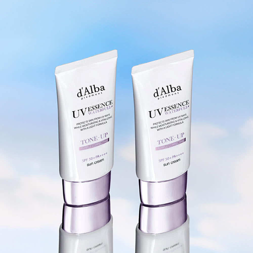 d Alba Vegan Waterfull Purple Tone-Up Sunscreen SPF50+ PA++++ 50ml x2 Brightening UV Protection