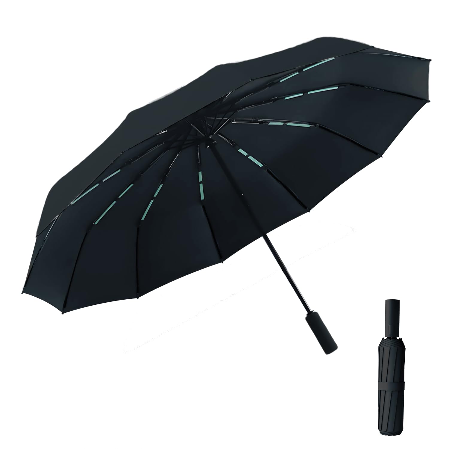 

Большой складной зонт с 16 автоматическими спицами, подходит для солнца и легкой жары, УФ-защита, супер ветроустойчивый, супер водонепроницаемый, идеально подходит для дождливой погоды, портативный, с одним касанием чёрный