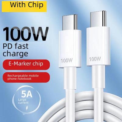 100W Dual Type-C Fast Charging Cable with Chip for Huawei, Xiaomi, Vivo, and Honor Phones
