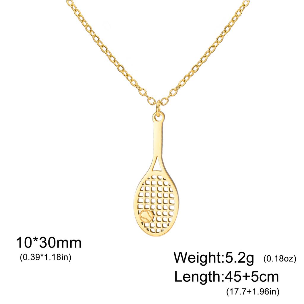 Sport Tennis Racket Pendant Women's Necklaces 2026 Stainless Steel Trendy Jewelry Gold Color Tennis Ball Necklaces Birthday Gift