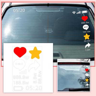 Car Phone Status Bar Stickers - Funny Social Media Like & Follow Decals For Rear Window/ Sunroof