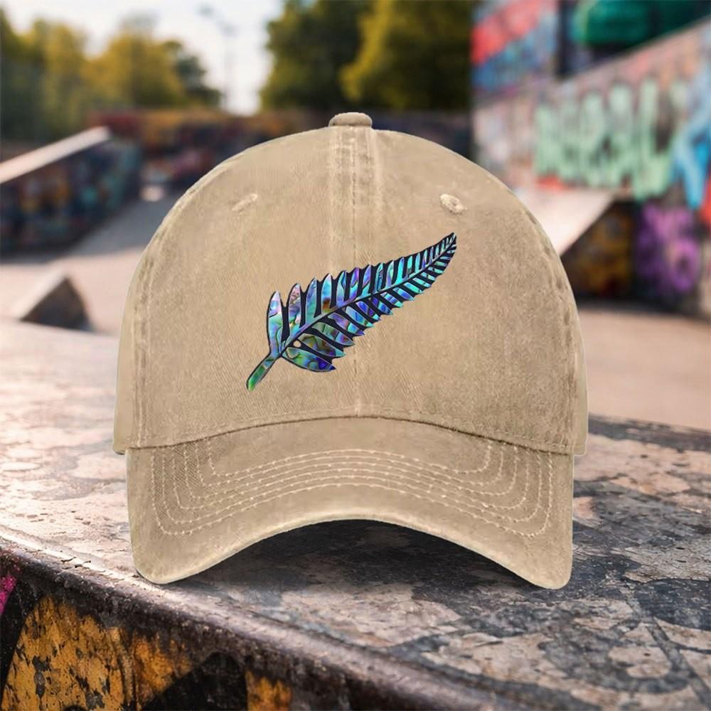 Iridescent Fern Leaf Washed Baseball Cap Unisex Cotton Adjustable Outdoor Casual Sports Headwear