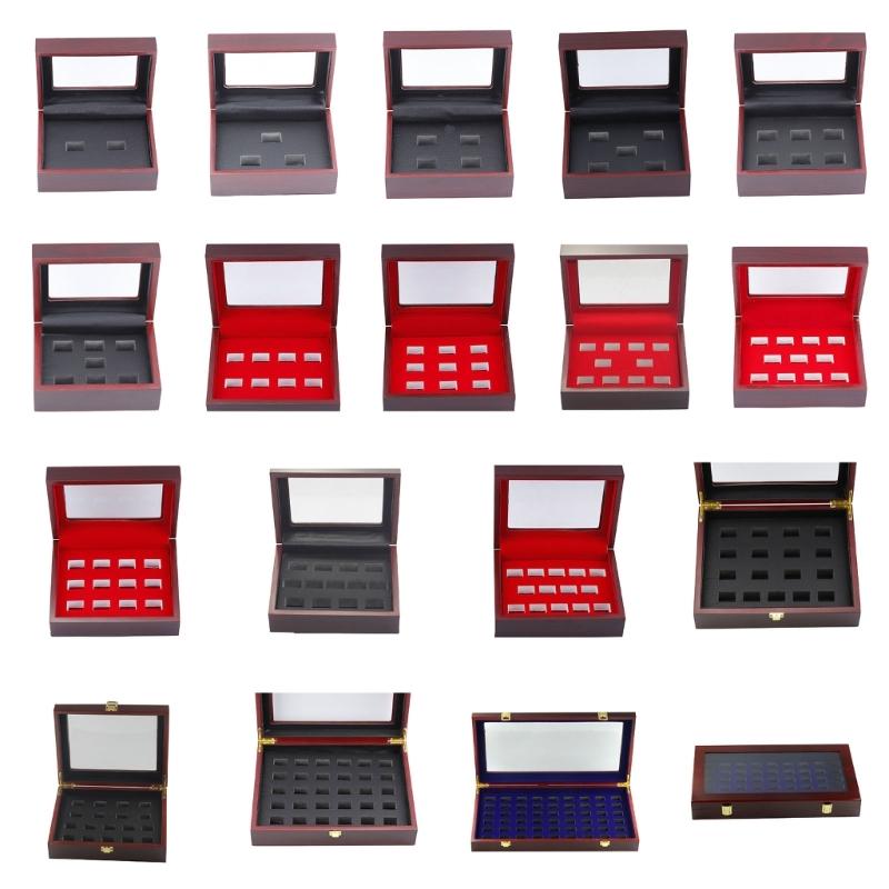 Cutie de expunere inel de campionat din lemn pentru inele sportive multiple, cutie de prezentare bijuterii, organizator depozitare memorabilii