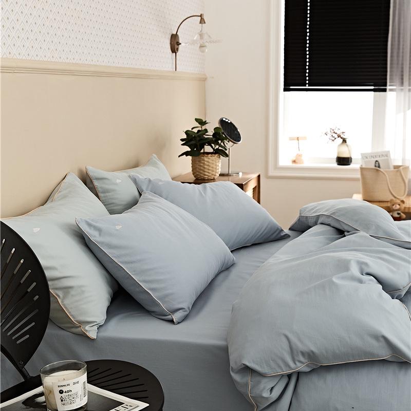 100% Cotton Long-Staple Flannel Bedding Set - 4-Piece Autumn/Winter Edition with Embroidered Thick Bed Sheet & Duvet Cover.