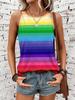 2026 New Striped Print Women's Elegant Tank Top Summer Street Fashion Tank Top Everyday Casual Women's Sleeveless T-shirt