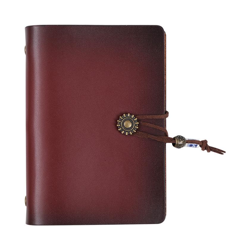 Custom Logo Leather Strap Notebook - Retro Travel Journal & Office Pocket Notebook