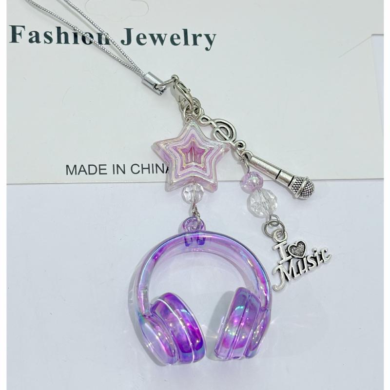 1 Piece Mini Headset Pendant Y2K Cool Music Festival Earphone Keychain Note Star Mobile Phone Chain Jewelry Accessories