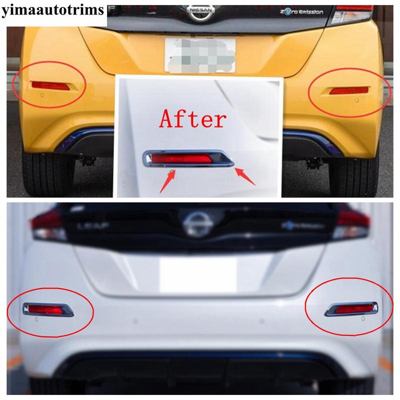 Car Outside Rear Fog Lights Lamps Frame Decoration Cover Trim ABS Chrome Accessories Exterior Kit For Nissan Leaf 2018 - 2024