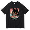 Summer Kawaii Cat Eating Ramen Noodles Anime Tshirt Men_women Clothing Harajuku Clothes Unisex Tops Tees Graphic T Shirts Summer