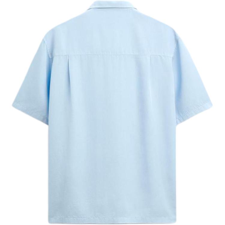 Zara Loose Embroidered Lapel Short Sleeve Shirt Men shirts Sky-Blue 1063399-403