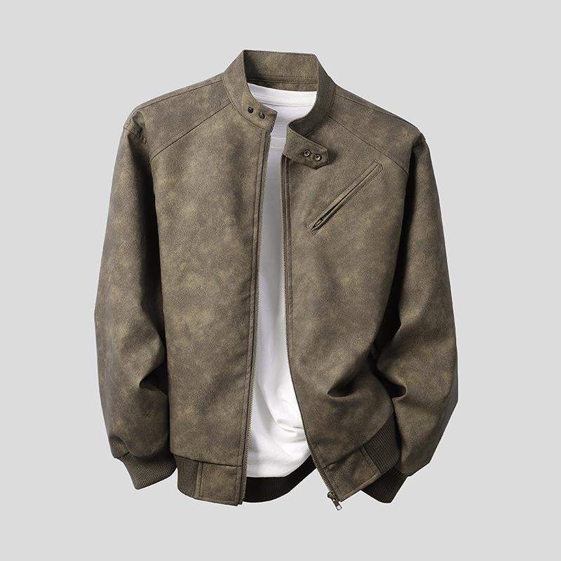 

Мужская модная повседневная кожаная куртка на осень/зиму XXXL дубильная кора