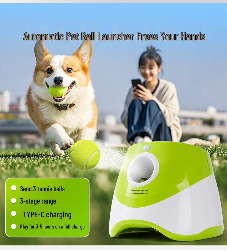 Automatic Dog Ball Launcher: Elastic Tennis Ball Thrower for Outdoor Play