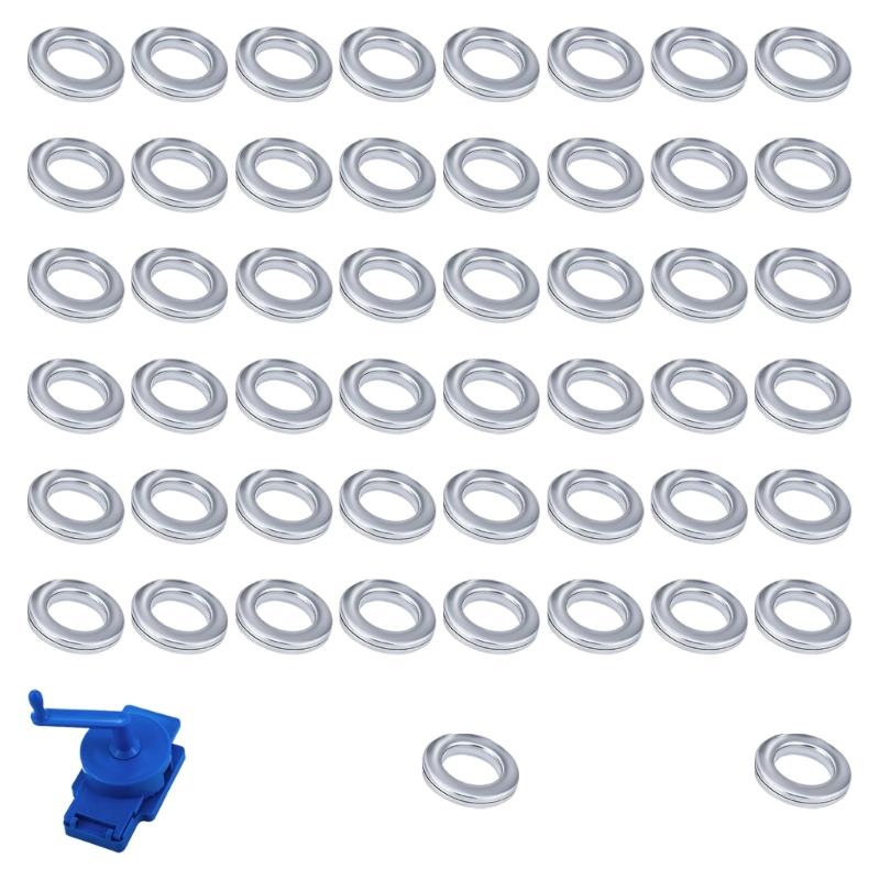 50Pcs Curtain Eyelet Rings With Rotating Hole Puncher Set Inner Diameter 1.77Inch Curtain Grommets For Home Renovation