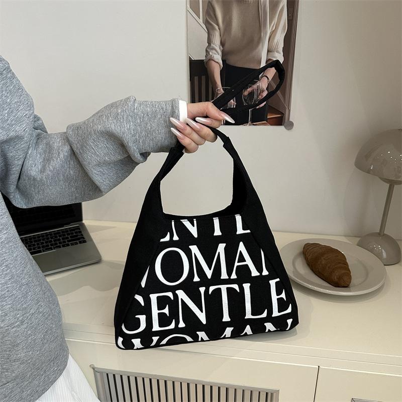 New Alphabet Canvas Bag Women's Versatile Large-capacity Shoulder Bag Tote Bag Going Out Portable Shopping Bag