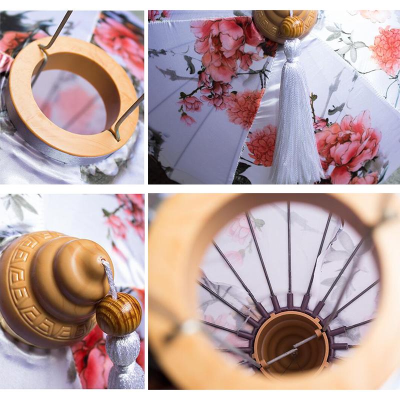 14 Inch Oriental Style Palace Lantern Waterproof Chinese Traditional Silk Lantern Vietnam Mid Autumn Spring Festival Decor