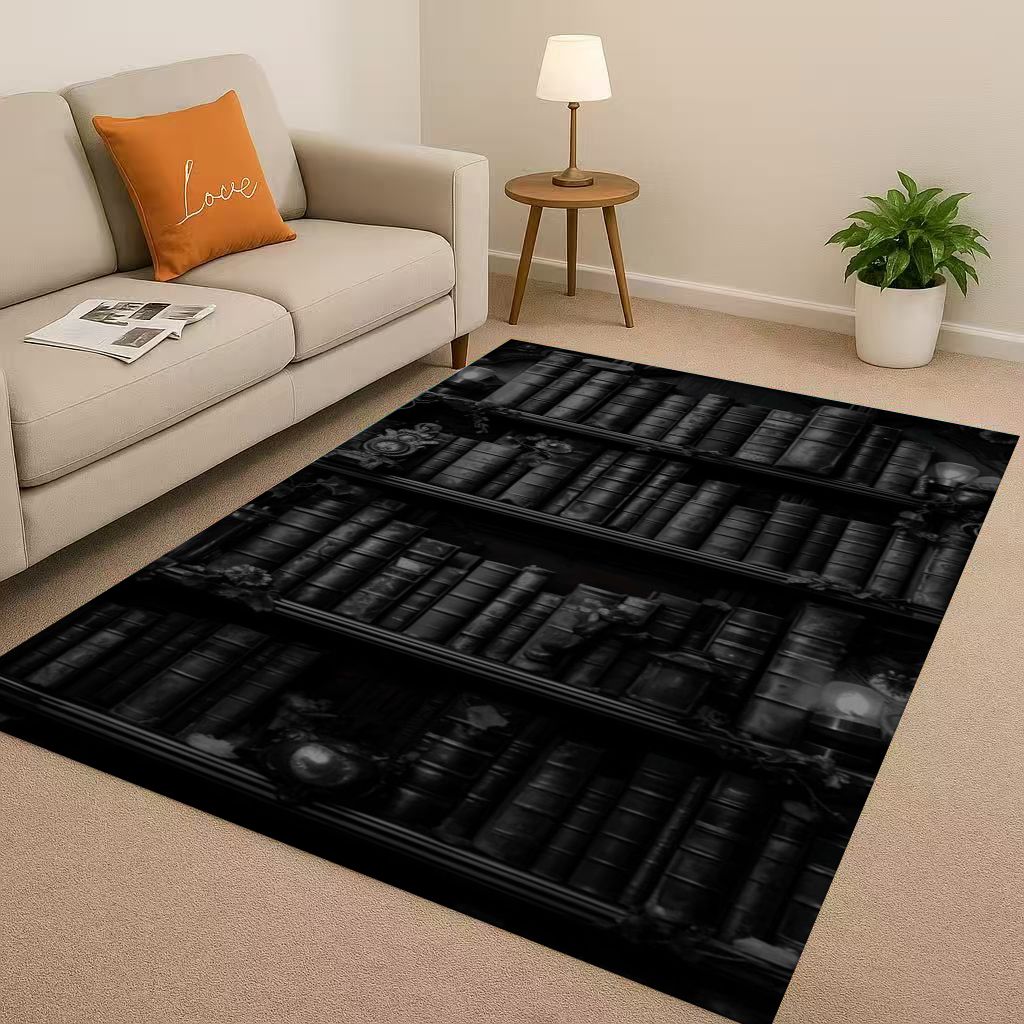 HD Magic Book Library Bookshelf Living Room Non Slip Area Rug Soft Carpet for Bedroom Sofa , Easy Clean Home Doormat Playmat