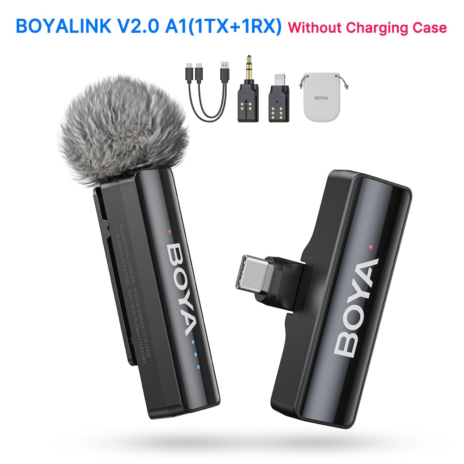 BOYA BOYALINK 2 Wireless Lavalier Microphone for iPhone Android DSLR Cameras Smartphone Gaming Youtube Video Recording Streaming BOYALINK V2.0 A1