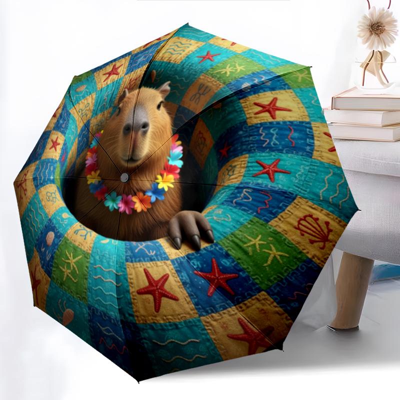 1 PC Automatic Folding Umbrella - Cartoon Pattern, Portable & Foldable Design with 8 Ribs, Christmas Birthday Gifts