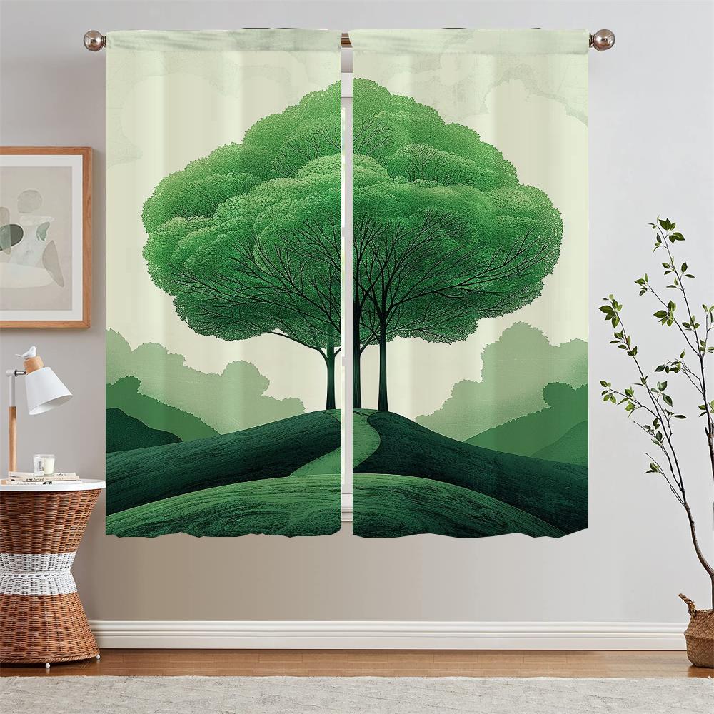 

Зеленое дерево Облако затемняющие шторы для спальни украшения окна шторы для гостиной 2 элегантные части карнизы жалюзи W50xH70cmx2pcs-CL