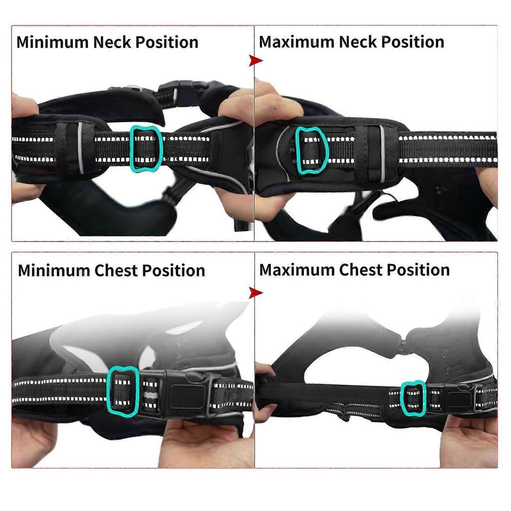 Astarin Dog Harness No Pull, Medium, 2 Leash Clips, Adjustable Soft Padded Vest with Handle, Reflective No Choke Design, Black, M