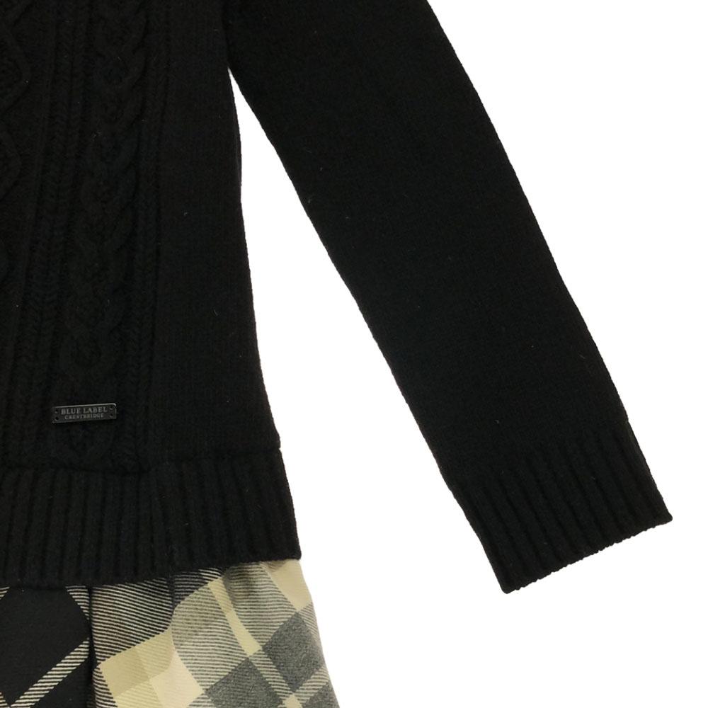 BLUE LABEL CRESTBRIDGE Sanyo Shokai Check Pattern Long sleeve Fisherman's knitwear one piece Women Used