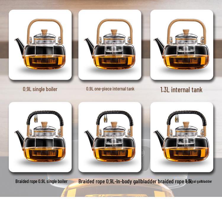 2024 Electric Ceramic Tea Maker and Glass Kettle Set - High Temperature Resistant for Steaming and Boiling, Integrated White Tea Set.