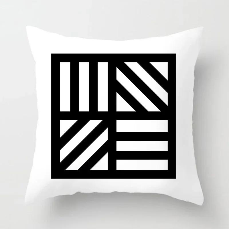 Black and white geometric polyester soft cushion throw pillow, living room car decoration, sofa bed decoration, pillowcase 40525