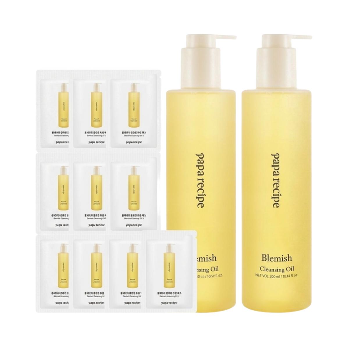 Papa Recipe Blemish Cleansing Oil Deep Pore Cleansing & Smoothing 300ml (Set of 2) with 10 Free Samples