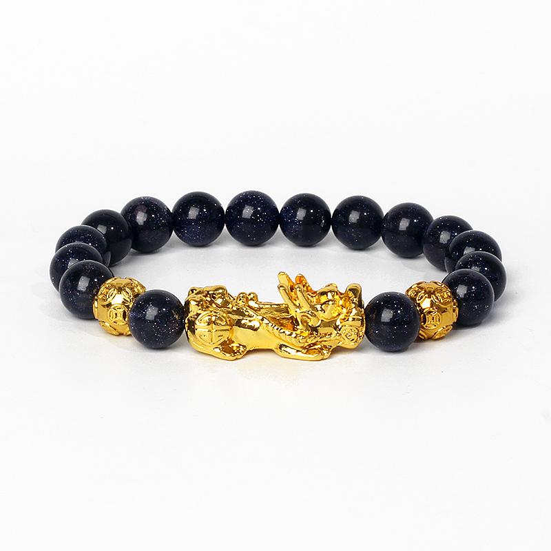 Feng Shui Black Obsidian Wealth Bracelets Men Color Changed Pi Xiu Bracelets Women 10mm Dragon Mantra Bead Bangle Lucky Jewelry