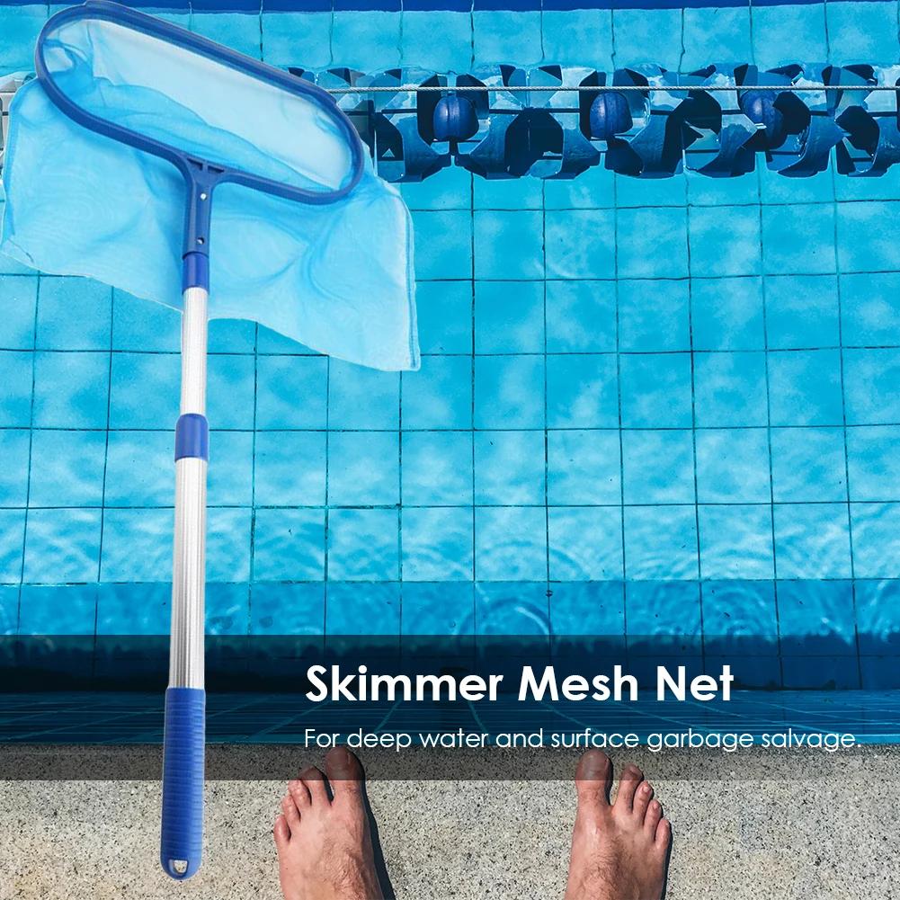 Schwimmbad Skimmernetz mit Teleskopstange Entfernung Laubharke Maschennetz Pool Teiche Reinigungsnetz Piscina Zubehör