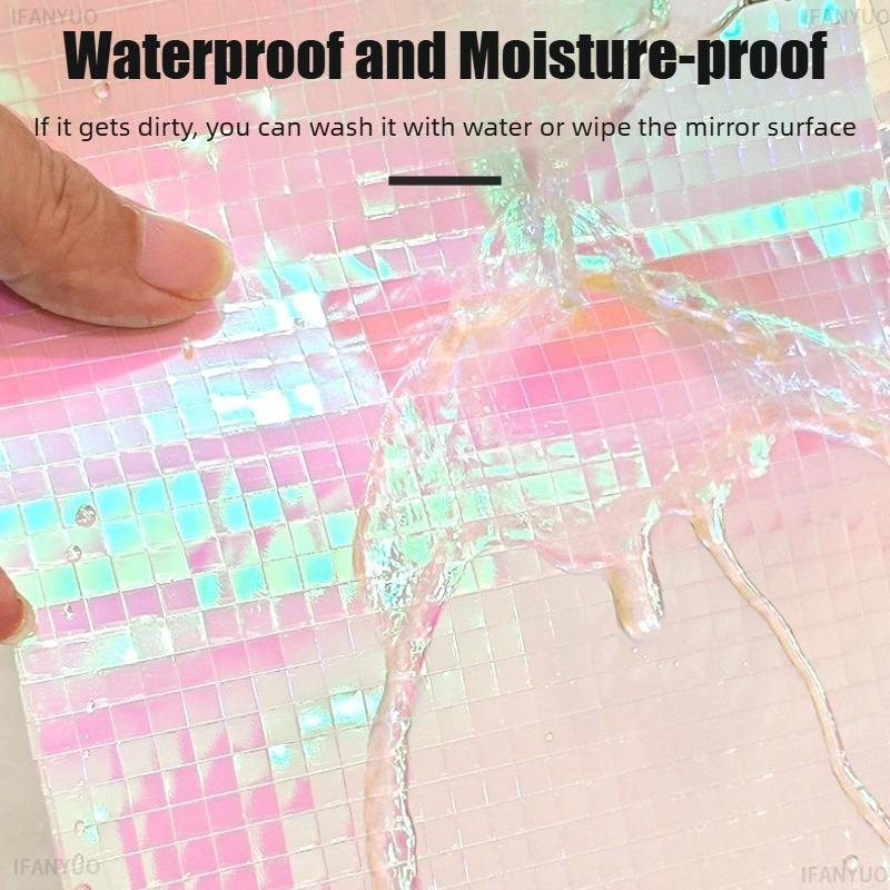 4x100cm Creative DIY Glass Mirror Mosaic Stickers 3D Self Adhesive Wall Decals Removable Waterproof for Home Mirror Wall Sticker
